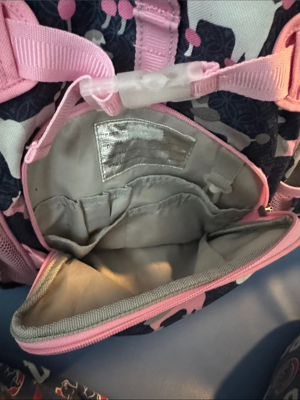 Pottery barn Large Kids Pink & Navy Poodle Print Backpack